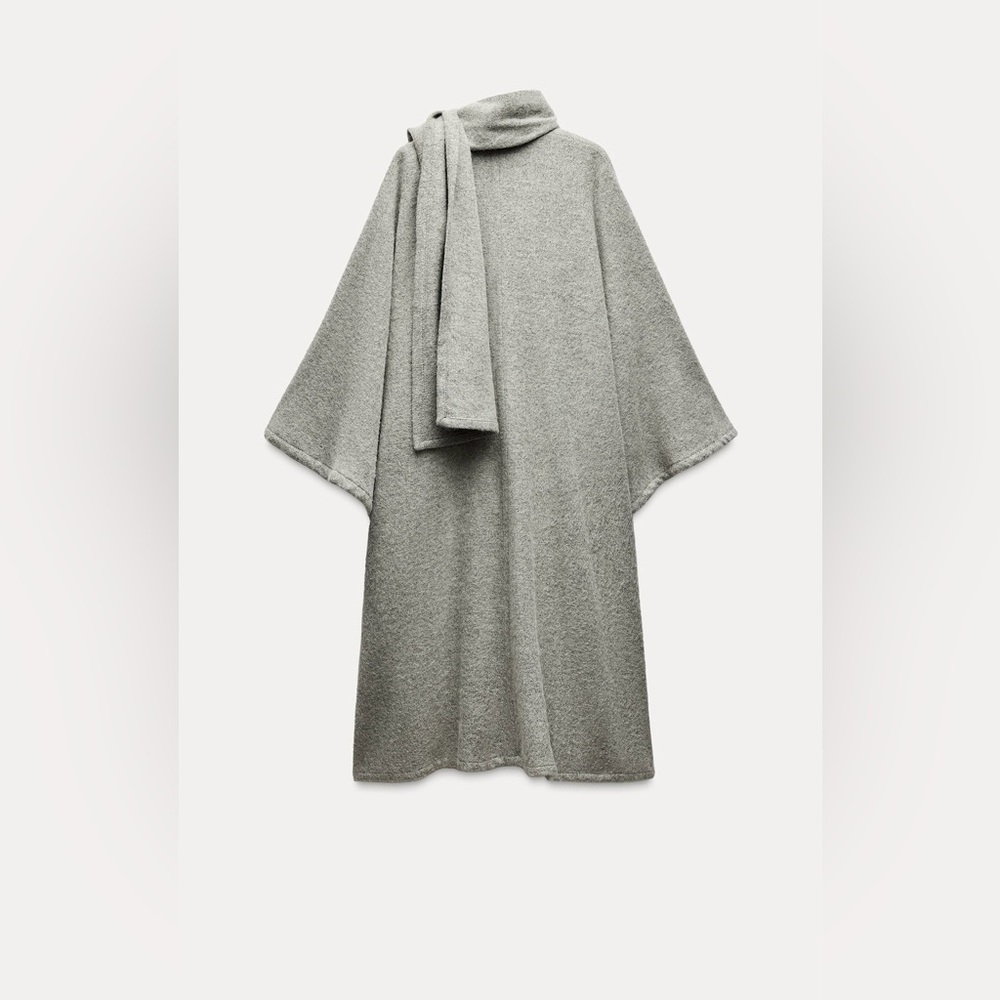ZARA ALPACA BLEND CAPE COAT WITH SCARF ZW COLLECTION, size MEDIUM, NWT - Picture 8 of 13